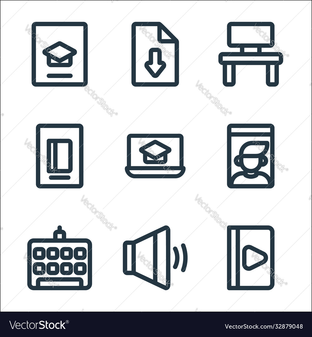 Online learning line icons linear set quality