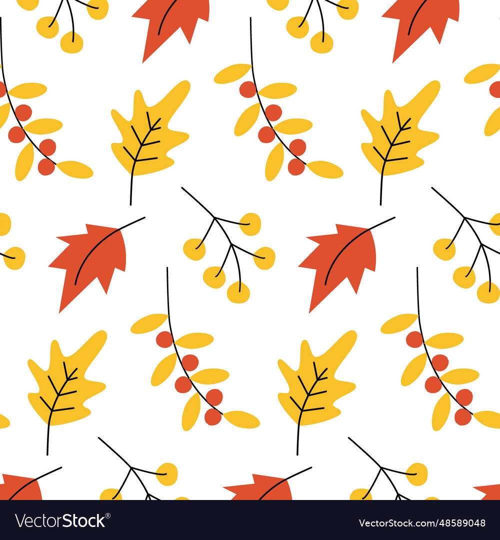 Seamless pattern with colorful leaves vector image Seamless pattern with colorful leaves