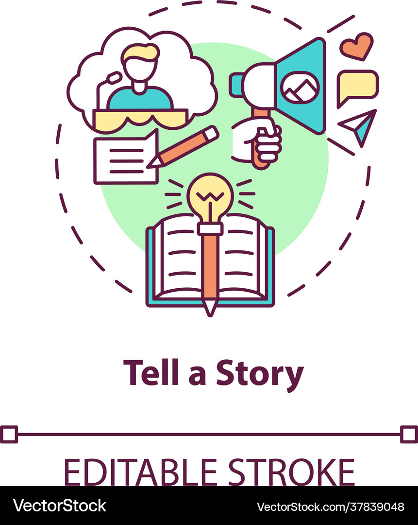 Tell story concept icon Royalty Free Vector Image