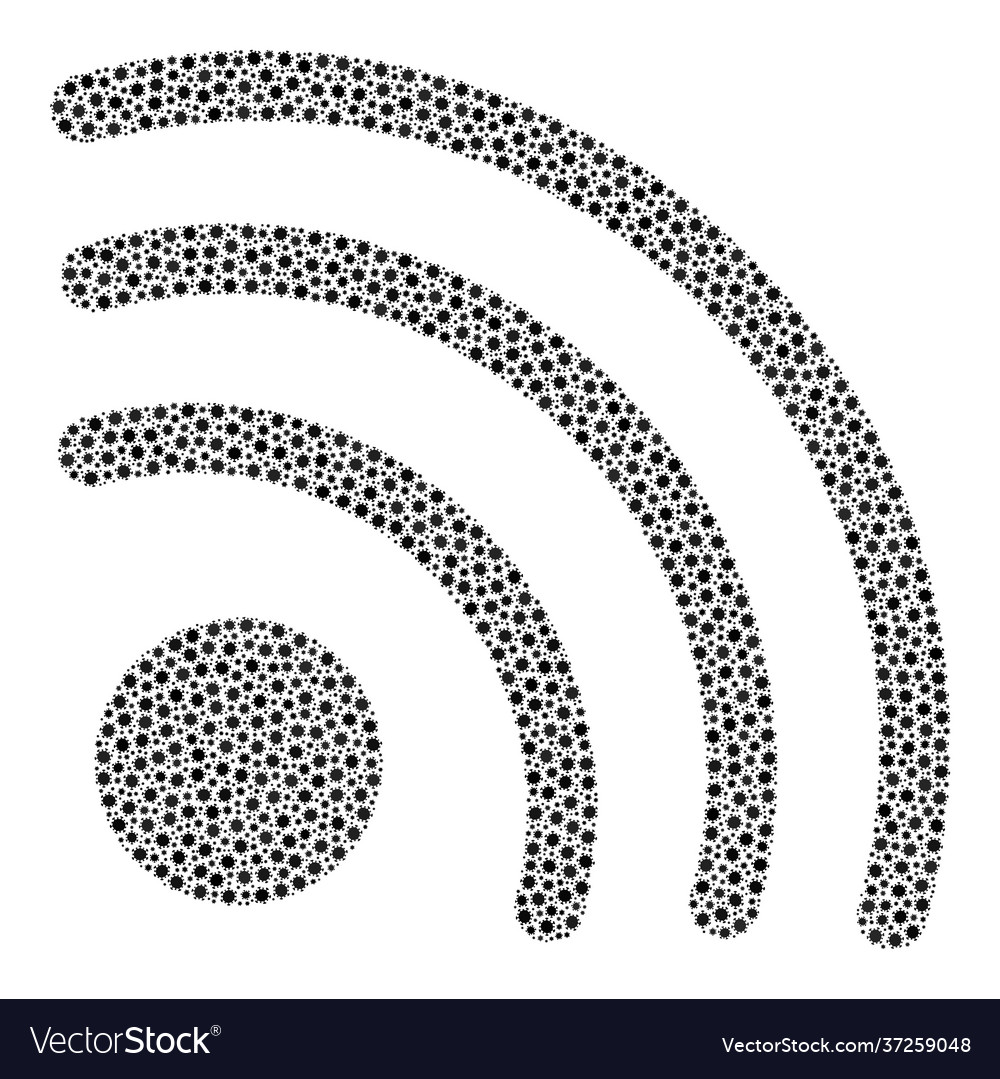 Wi-fi signal mosaic icon with covid19 virus