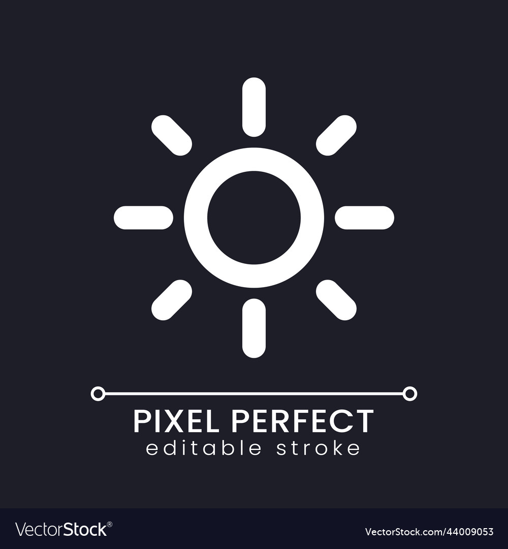 Brightness pixel perfect white linear ui icon vector image Brightness pixel perfect white linear ui icon