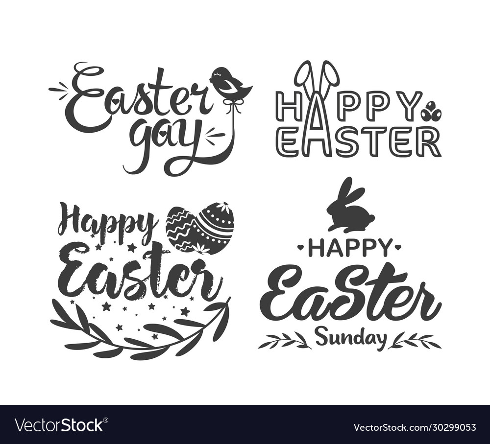 Easter hand drawn lettering logo vector image Easter hand drawn lettering logo