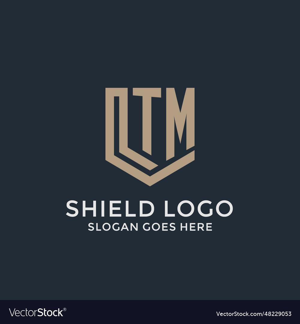 Initial tm logo shield guard shapes logo idea Vector Image