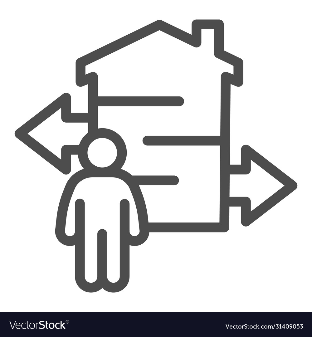 Man with arrows and building line icon smart home Vector Image Man with arrows and building line icon smart home