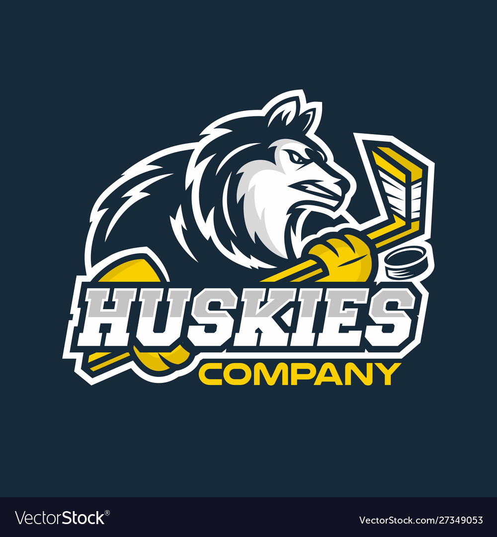 Modern husky mascot logo hockey team Royalty Free Vector