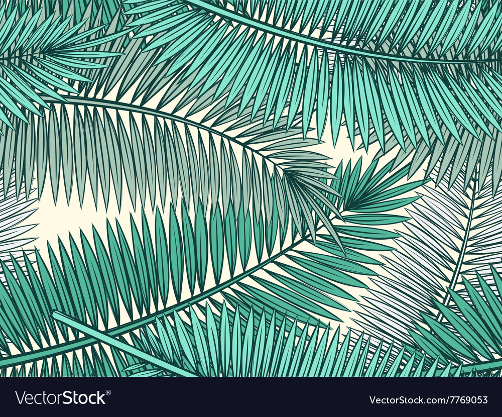 Seamless pattern with palm leaves in sketch style