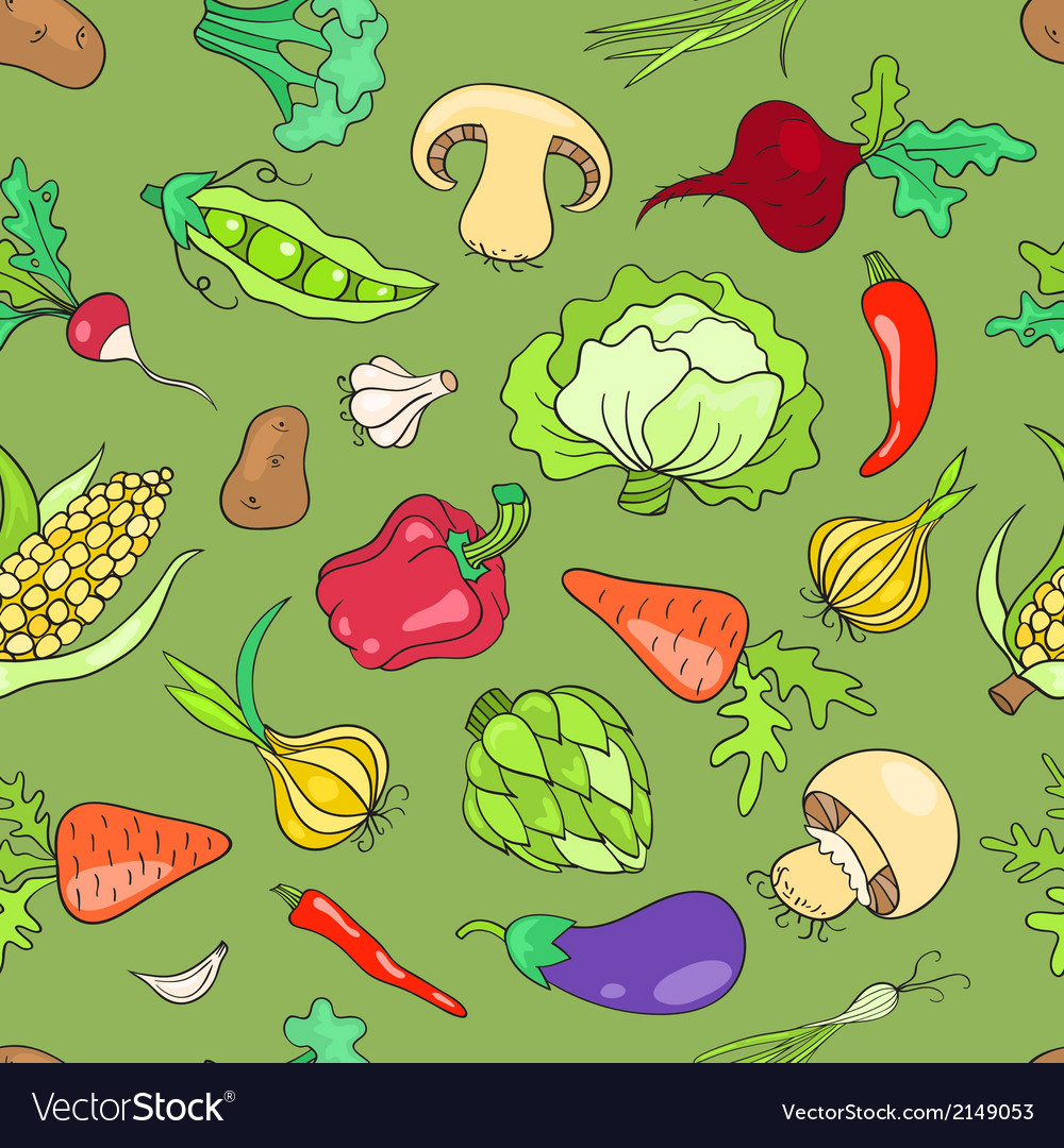 Seamless pattern with vegetables green