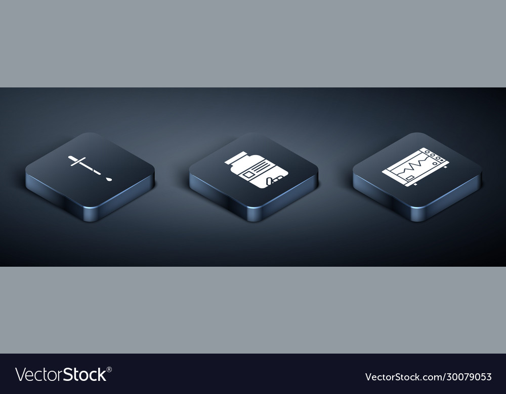 Set isometric pipette computer monitor