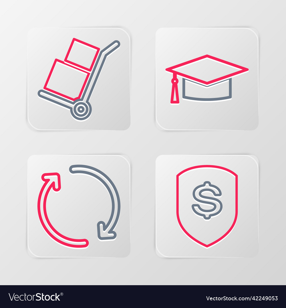 Set line shield and dollar refresh graduation vector image Set line shield and dollar refresh graduation