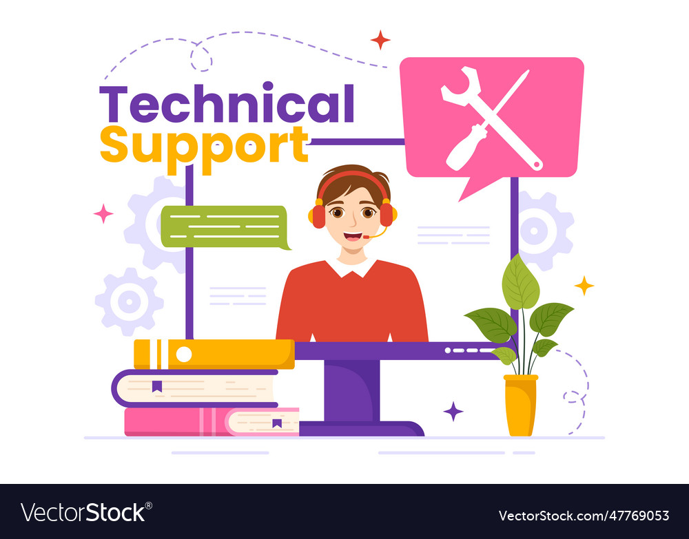 Technical support system with software vector image Technical support system with software