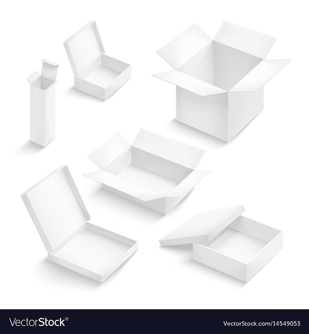 White box collection isolated on background