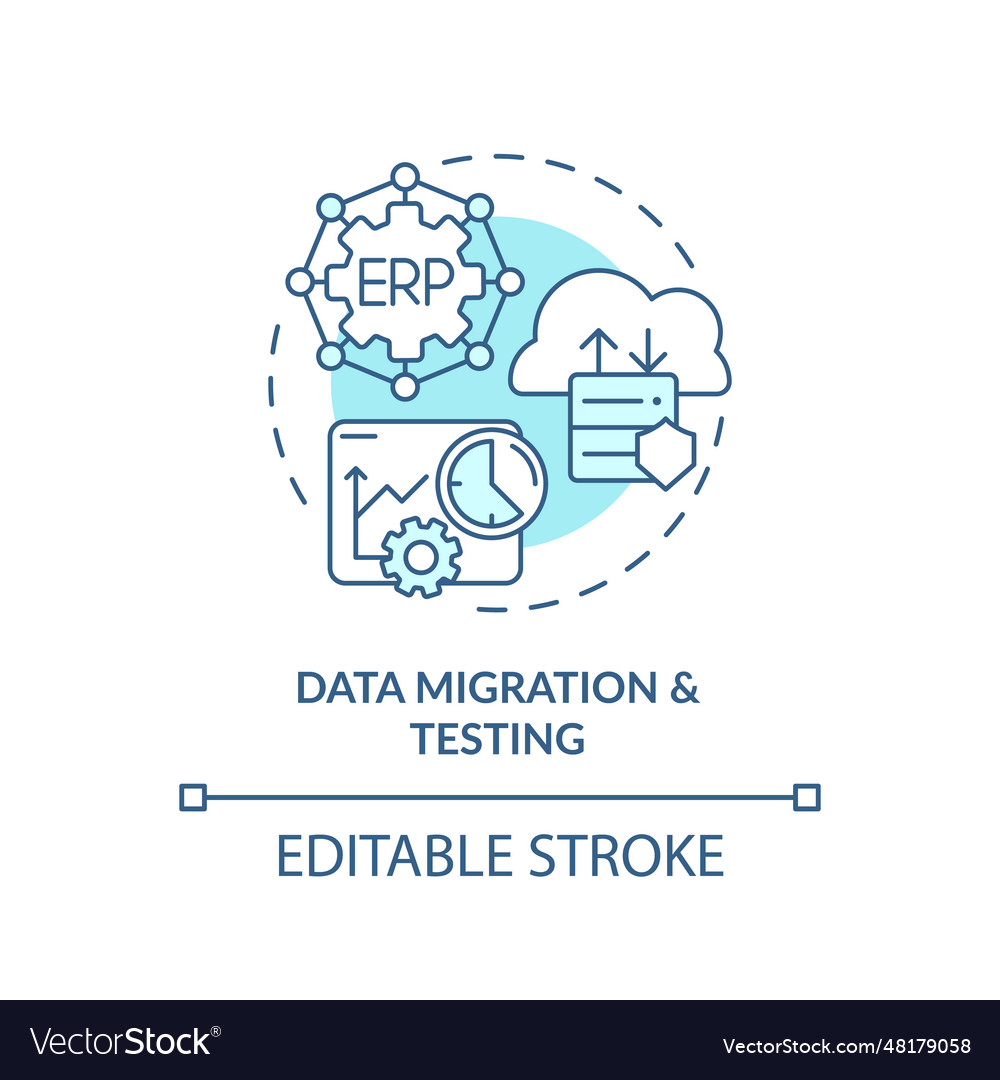 2d data migration and testing blue icon concept vector image 2d data migration and testing blue icon concept