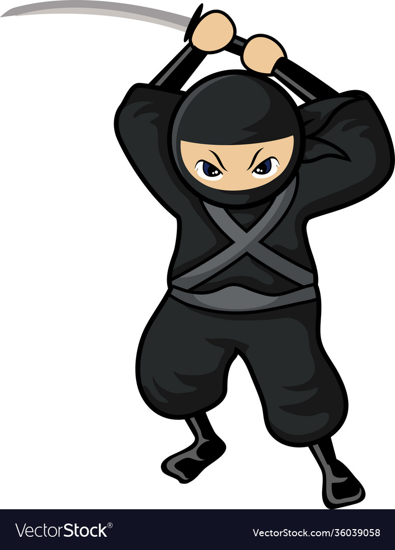 Black ninja mascot Royalty Free Vector Image - VectorStock