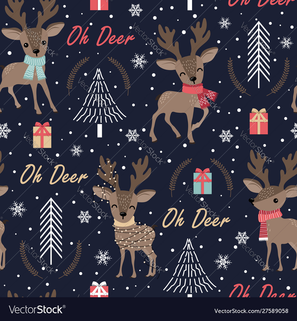 Christmas Reindeer Seamless Pattern