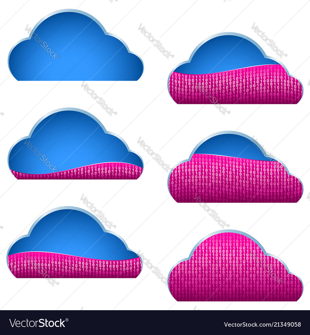 Cloud computing storage icon binary data filled
