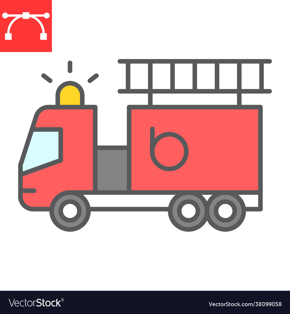 Fire engine color line icon