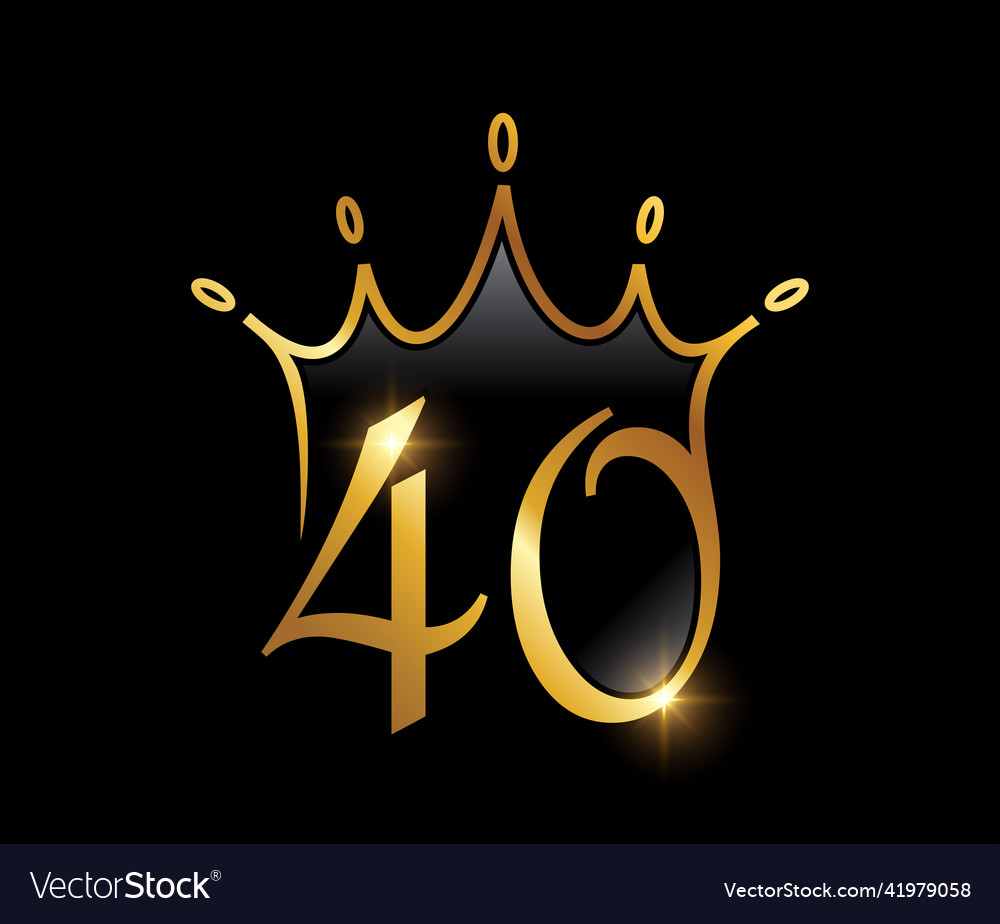 Golden luxury crown monogram number 40 Royalty Free Vector