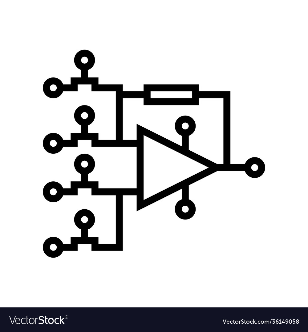 Hardware model neural network line icon vector image Hardware model neural network line icon