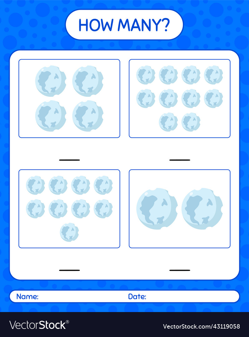 How many counting game with full moon worksheet vector image How many counting game with full moon worksheet