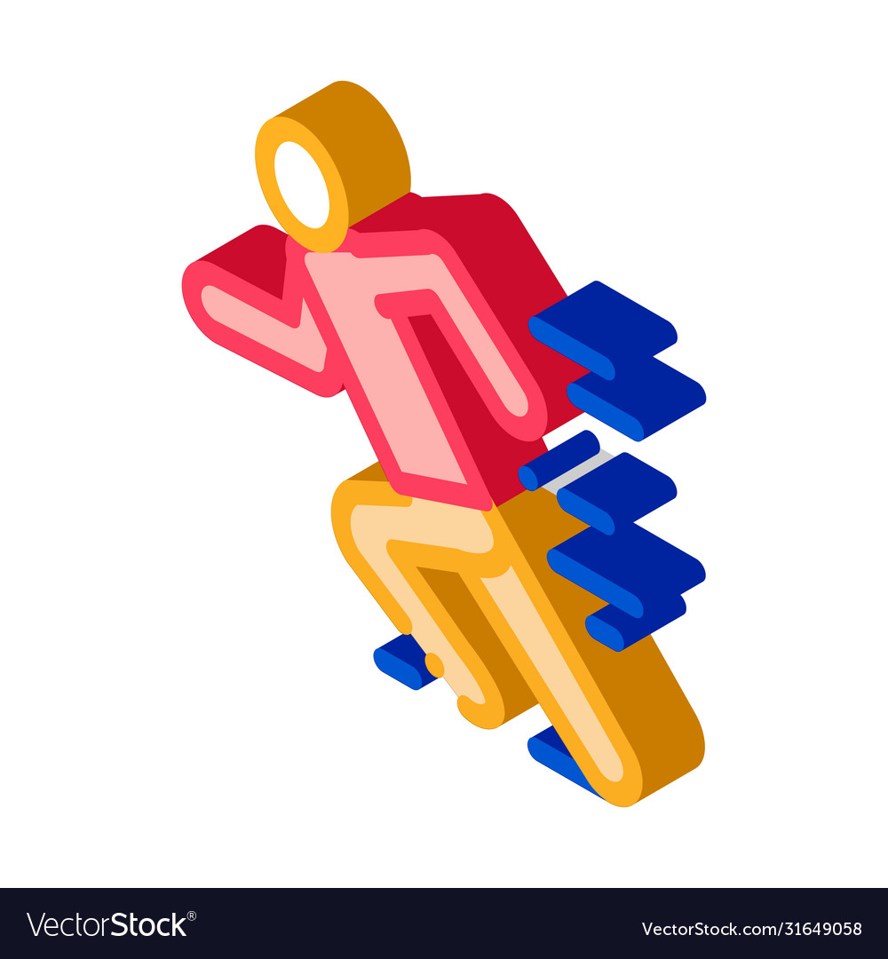 Man in running action isometric icon