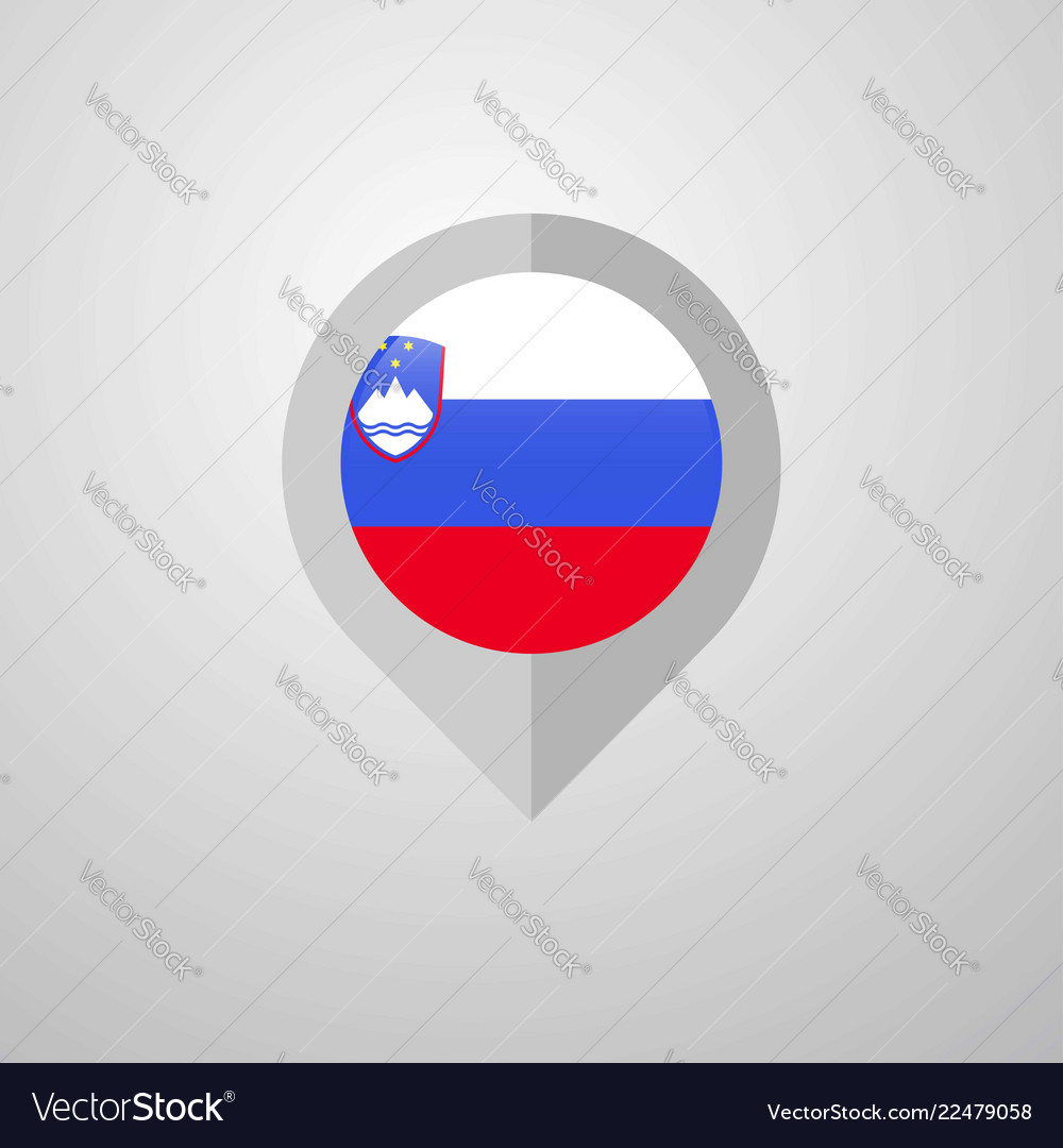 Map navigation pointer with slovenia flag design