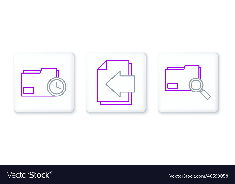 Set line search concept with folder document Vector Image Set line search concept with folder document