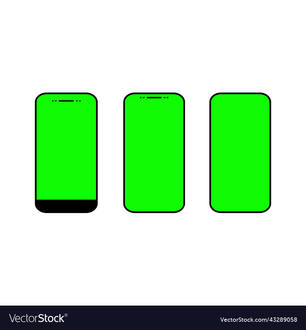 Set of green screen blank background empty vector image Set of green screen blank background empty
