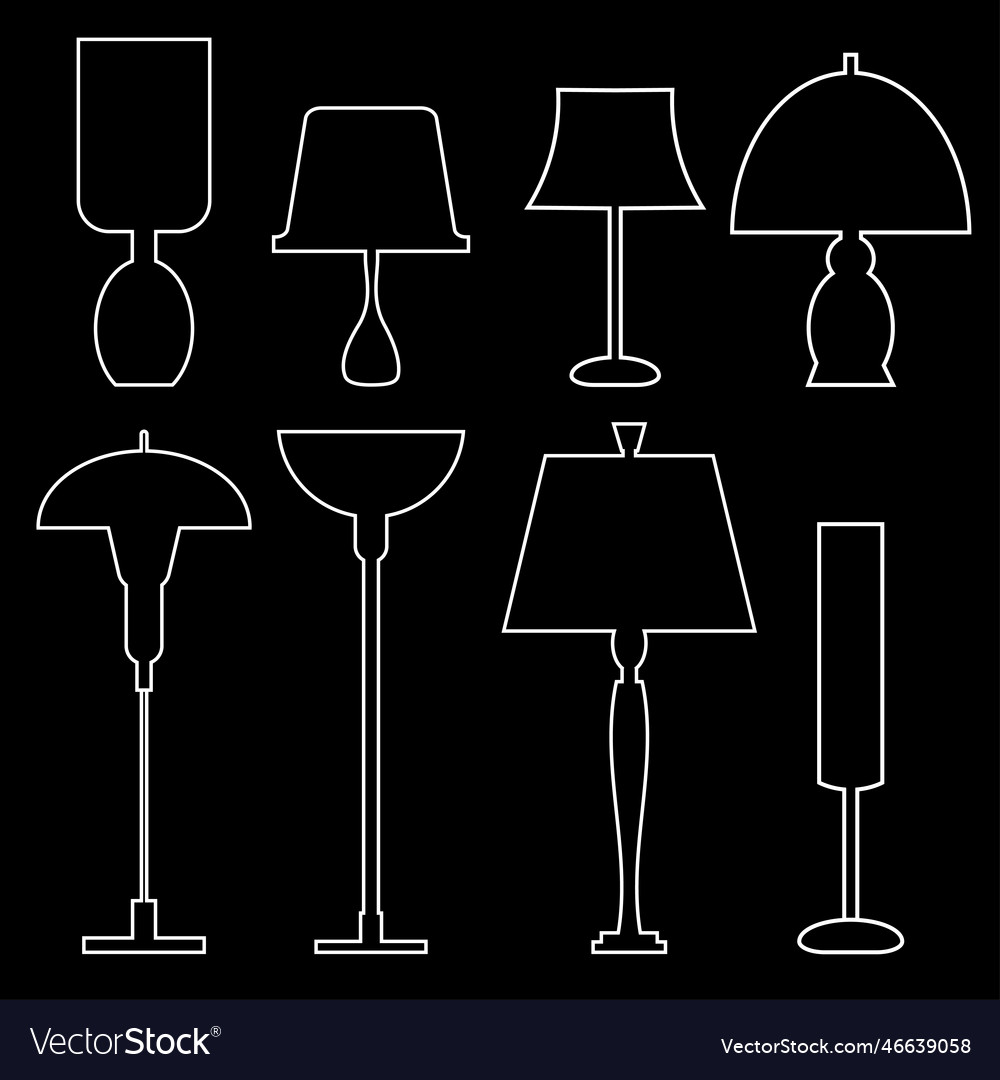 Silhouettes of floor lamps table