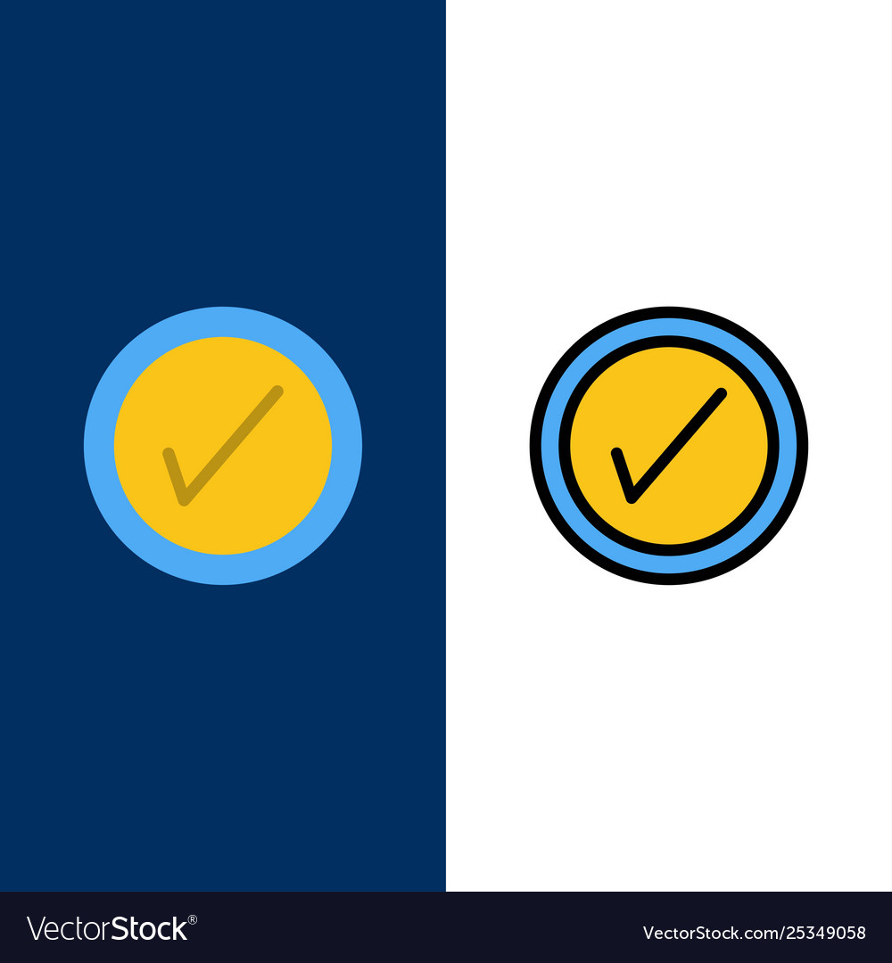 Tick interface user icons flat and line filled vector image Tick interface user icons flat and line filled