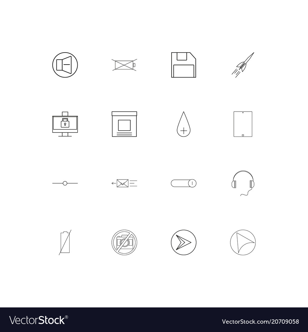 User interface simple linear icons set outlined