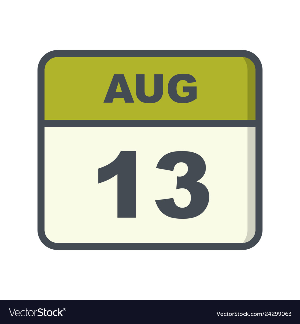 August 13th date on a single day calendar