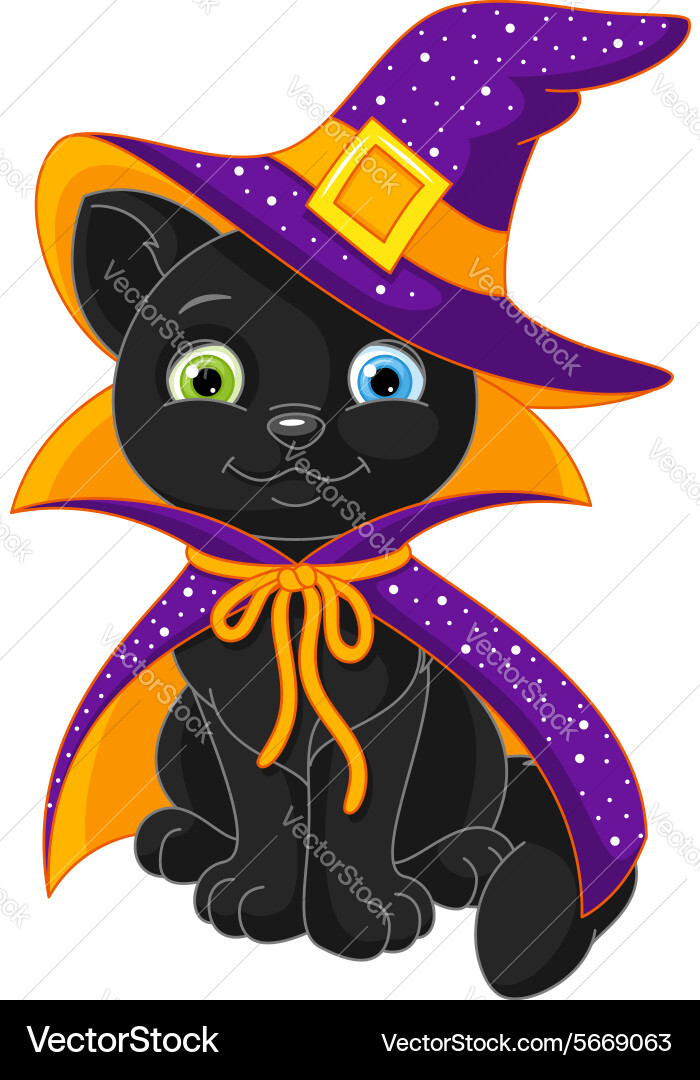 Cartoon cat wizard Royalty Free Vector Image - VectorStock