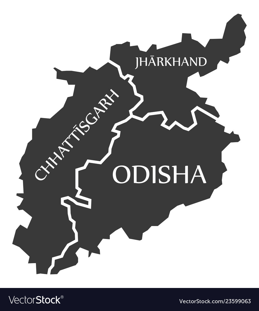 Chhattisgarh - jharkhand odisha map of indian Vector Image