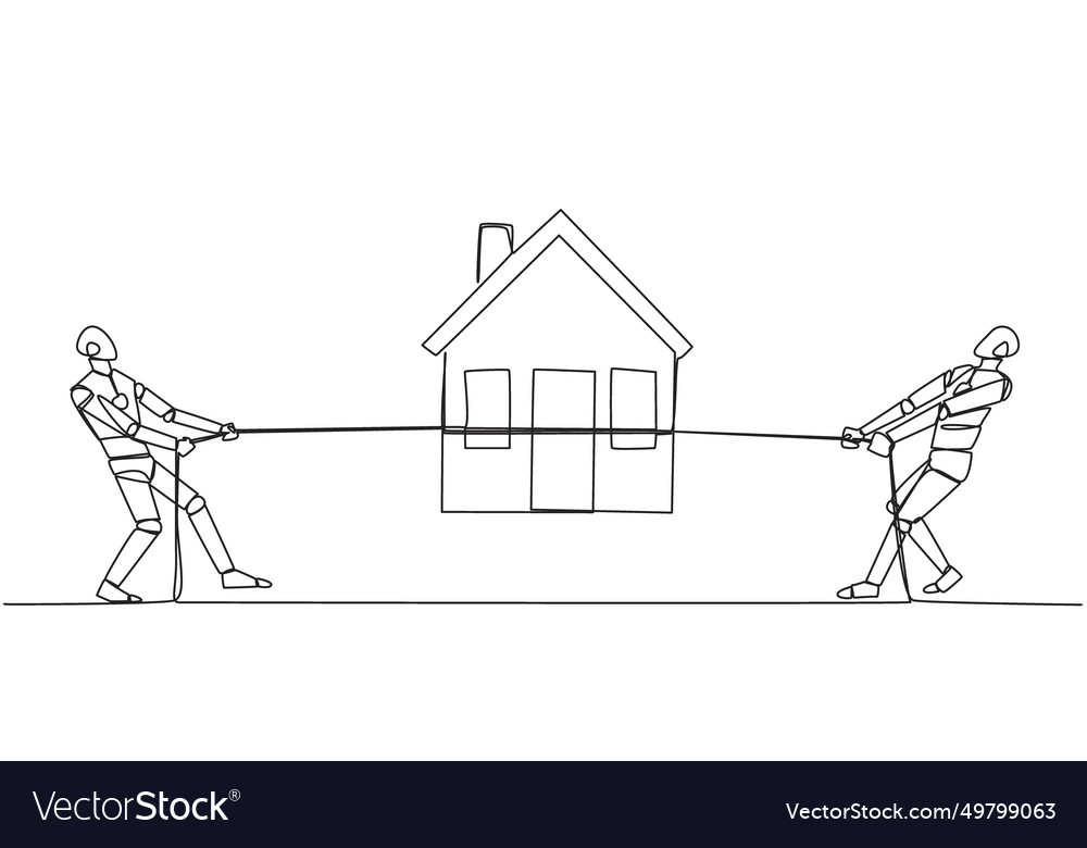 Continuous one line drawing two smart robots Vector Image Continuous one line drawing two smart robots