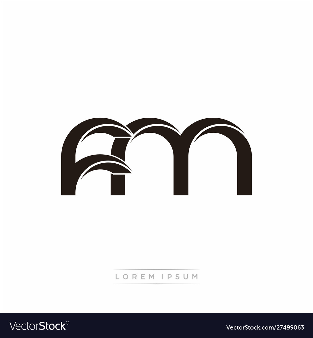 Fm initial letter split lowercase modern monogram