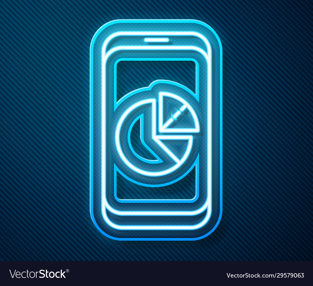 Glowing neon line mobile phone with graph chart vector image Glowing neon line mobile phone with graph chart