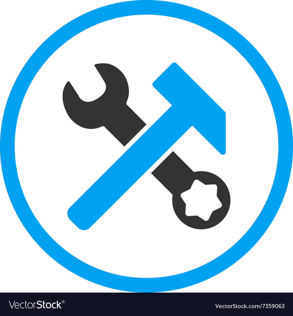 Hammer and wrench rounded icon Royalty Free Vector Image