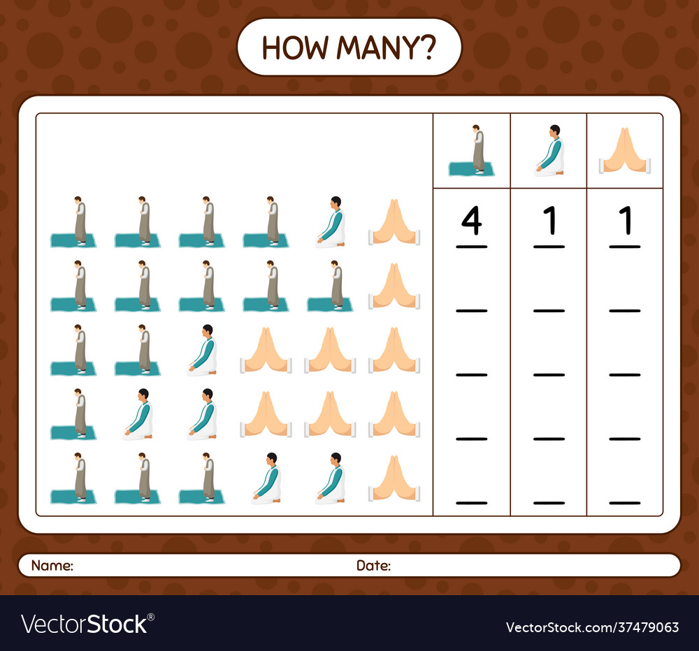 How many counting game with ramadan icon vector image How many counting game with ramadan icon