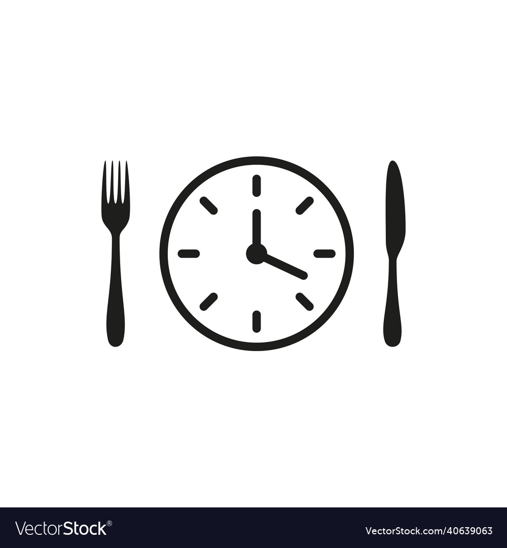 Intermittent food fasting with clock line art icon