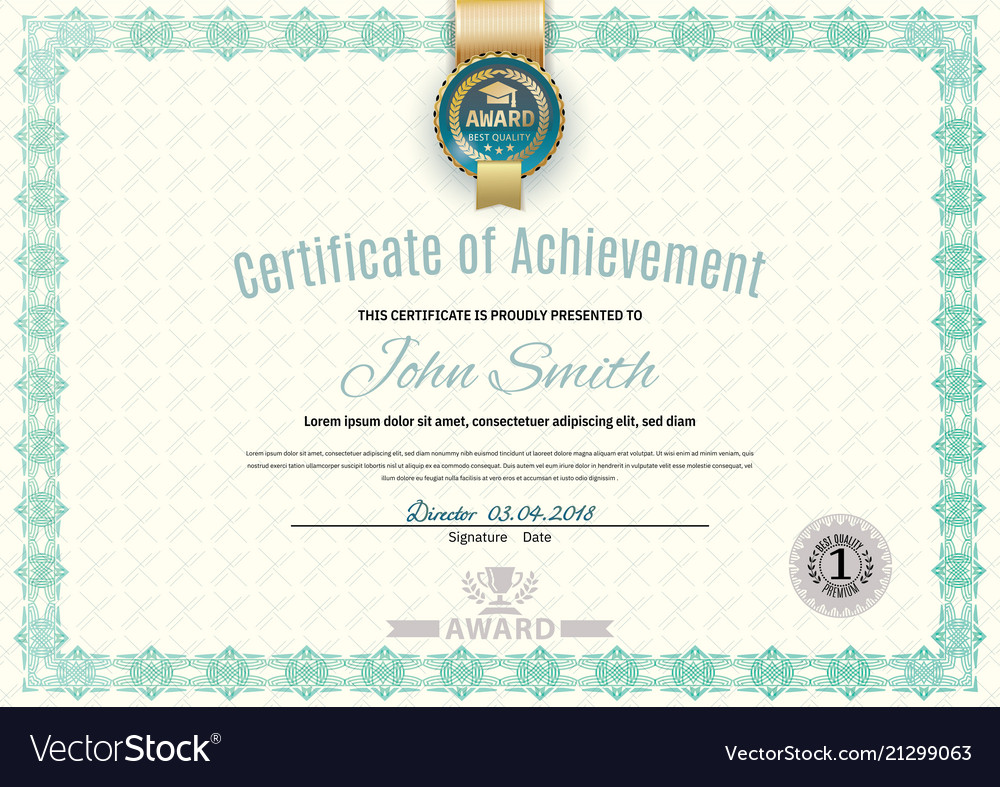 Official white certificate a4 format with green Vector Image