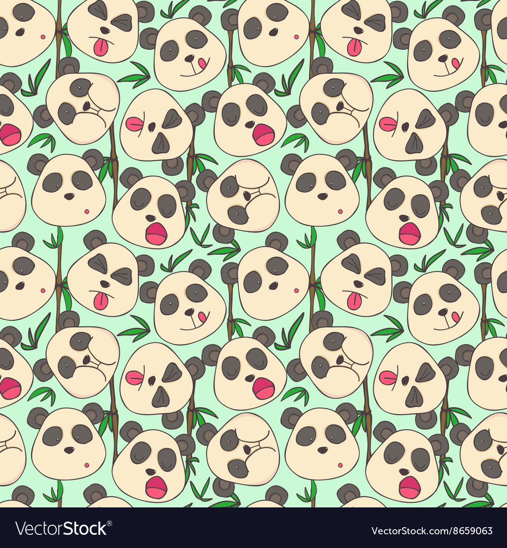 Pattern of cheerful muzzles pandas