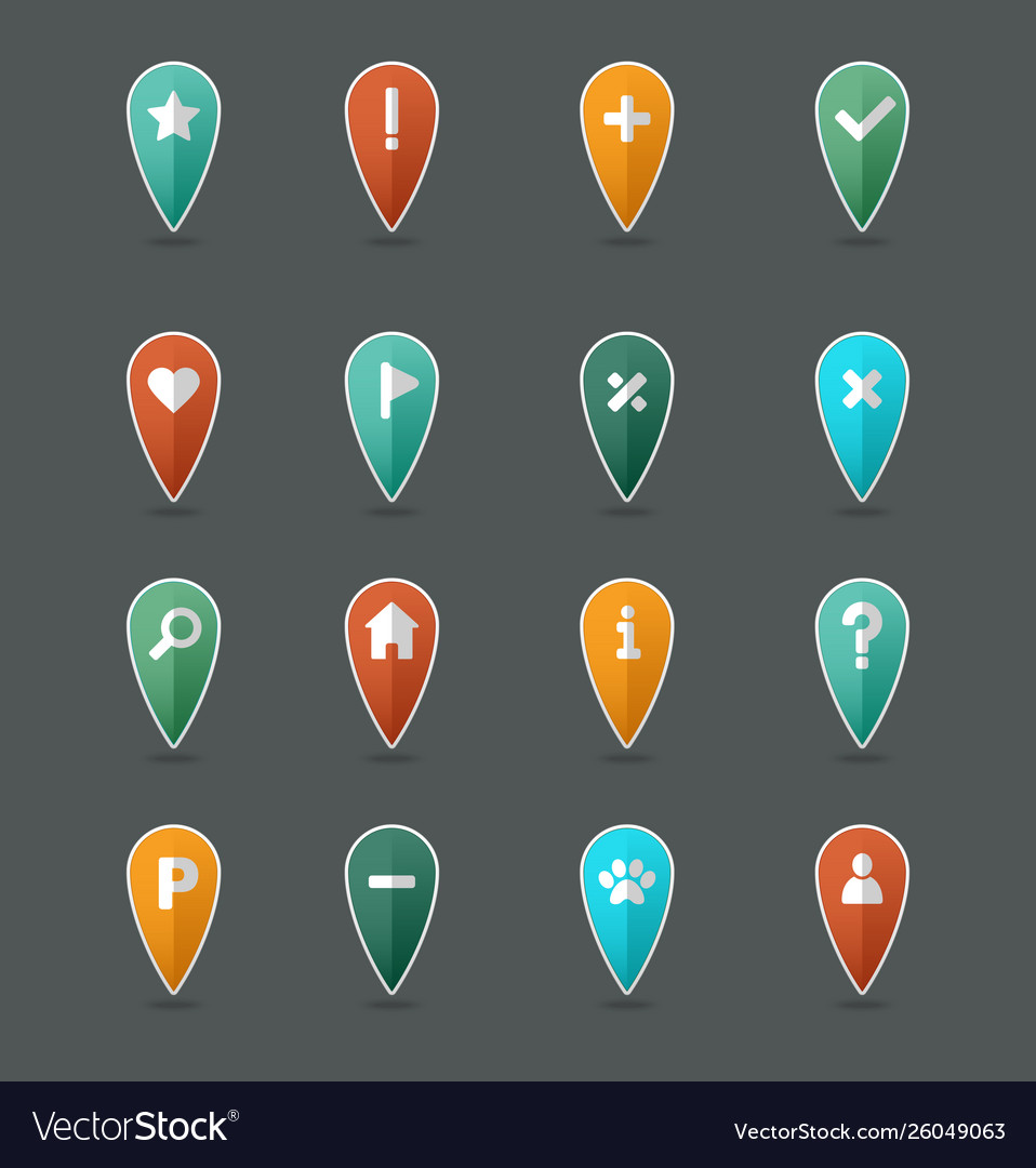 Pin map icon set pointer markers vector image Pin map icon set pointer markers