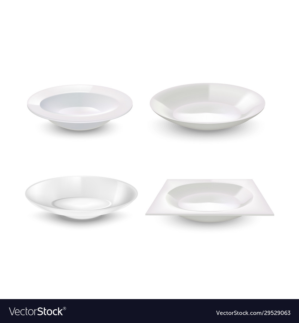 Realistic 3D White Plates - Empty Template