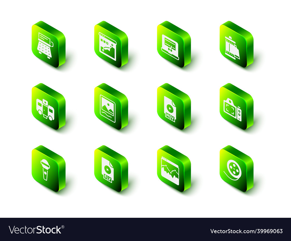 Set histogram graph photography video recorder vector image Set histogram graph photography video recorder