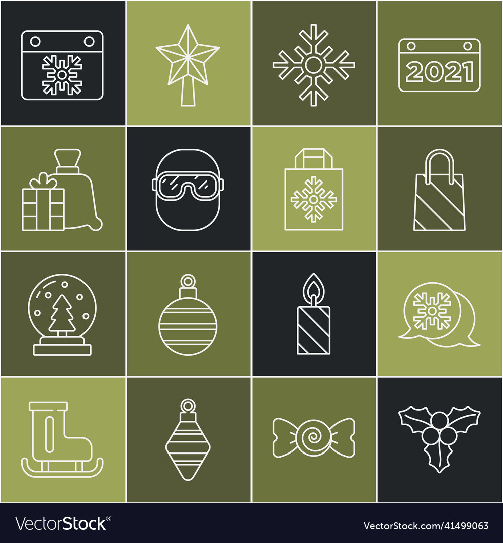 Set line branch viburnum snowflake speech bubble vector image Set line branch viburnum snowflake speech bubble