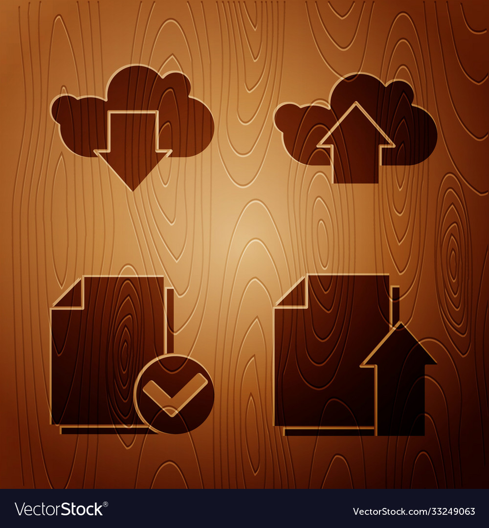 Set upload file document cloud download vector image Set upload file document cloud download