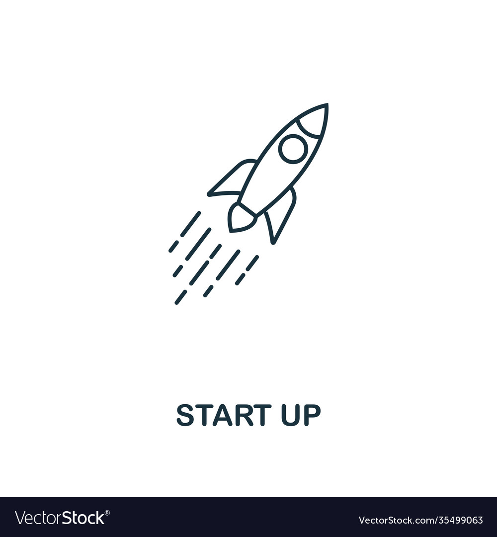 Start up outline icon thin line style design from Vector Image