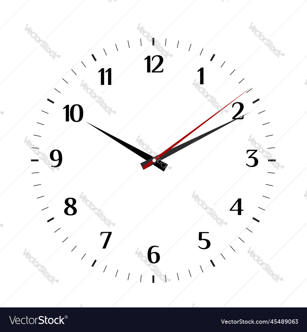 Strict office clock face flat isolated on white Vector Image