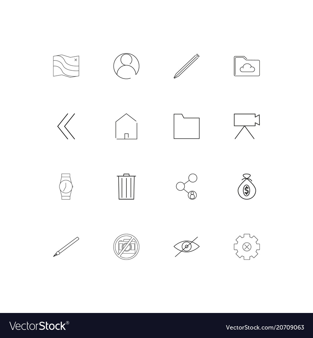 User interface simple linear icons set outlined