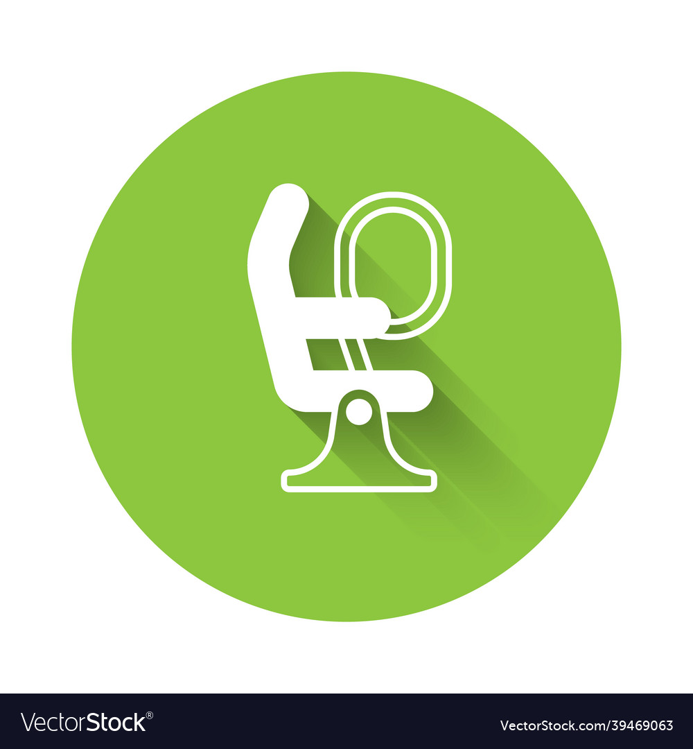 White airplane seat icon isolated with long shadow